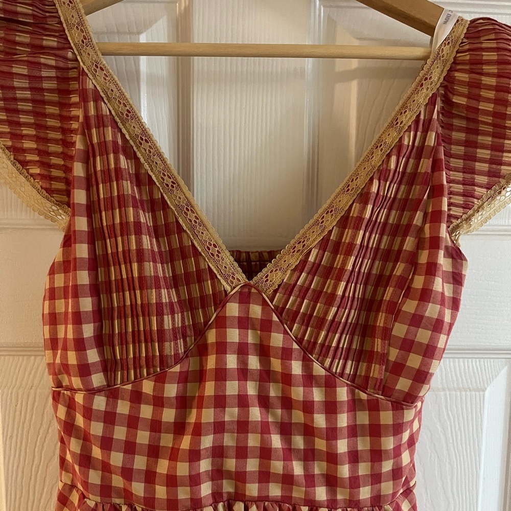 Lisa Says Gah Red Gingham Maxi Dress with Ruffle Shoulders - Picture 8 of 9